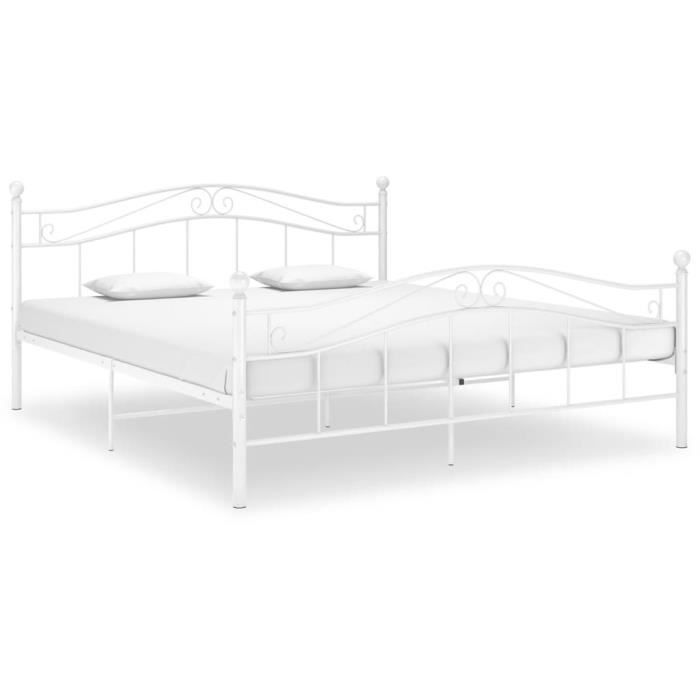 Cadre de lit - ESTINK - 160x200 cm - Métal blanc - 2 places - Design contemporain