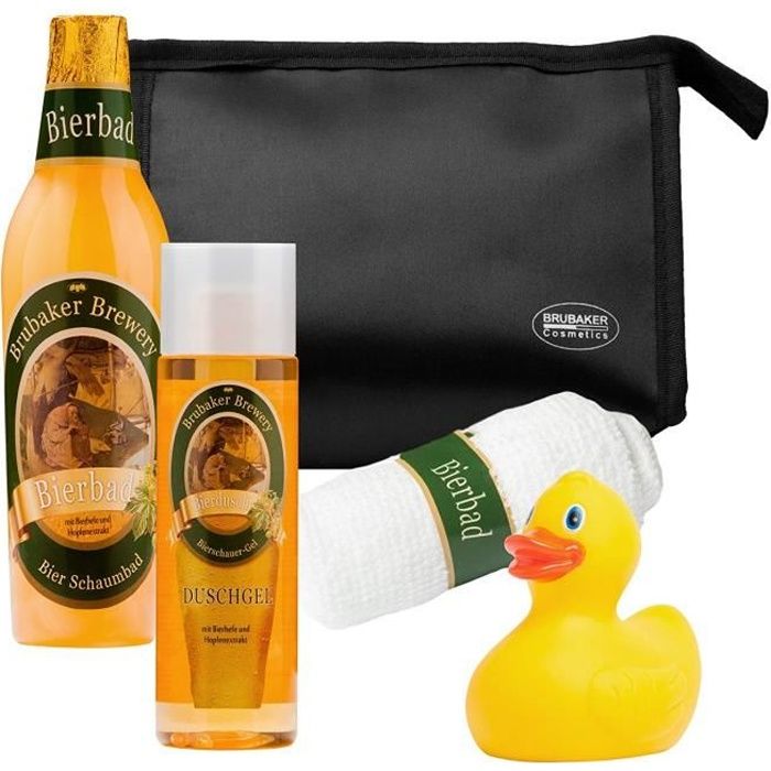 Coffret Cadeau BRUBAKER Soin Bain Huile De Chanvre - Plateau Bois - Gel & Lotion 300-500ml