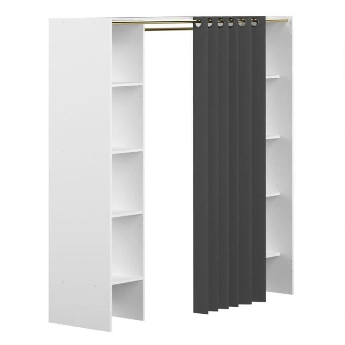 Dressing Extensible Chica 2 Colonnes Blanc Et Rideau Anthracite