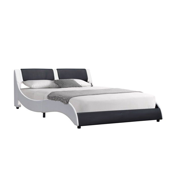 Lit - BLANC & Noir - 140x190 - MDF - 1 place - Contemporain - Design