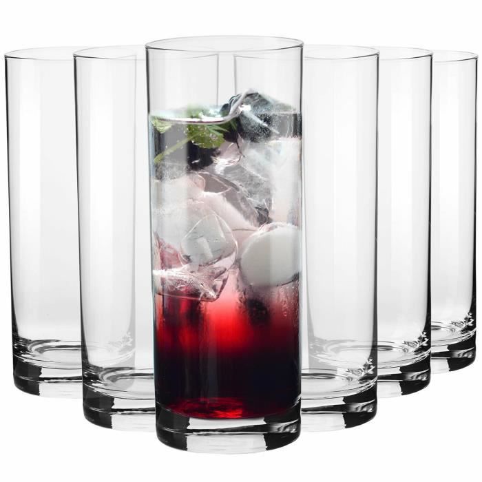 Krosno Grand Verre à Eau Rhum Cocktail Coca Cola Mojito Jus - Highball - Lot de 6 Verres - 500 ml - Collection Balance