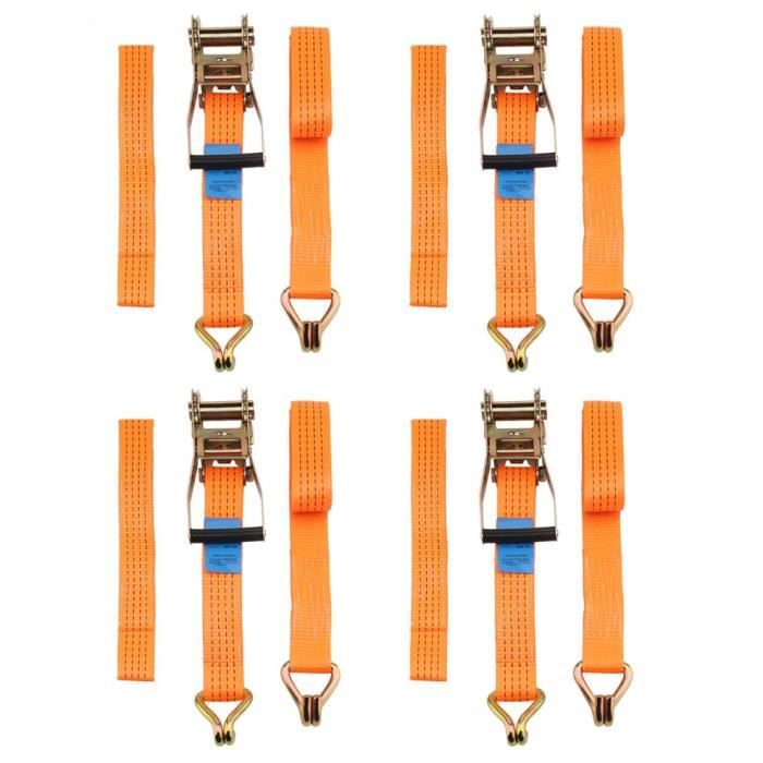 Sangle D'attache à Cliquet Robuste 4" X 30' (9m) - Charge Max 5400 LBS (2450 Kg), Couleur Jaune, Tie 4 Safe
