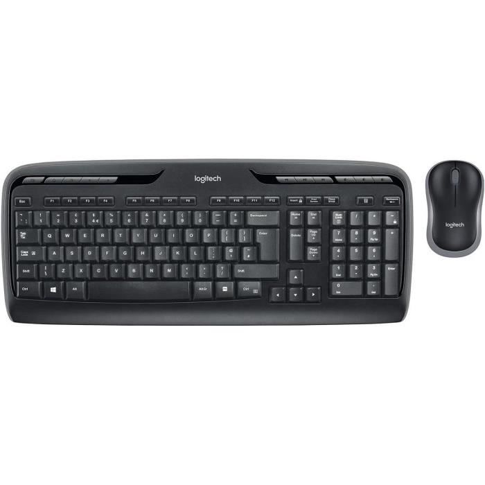 Ensemble Clavier + Souris Sans Fil Logitech MK270 AZERTY Noir - Neuf, 2.4 GHz, Ergonomique