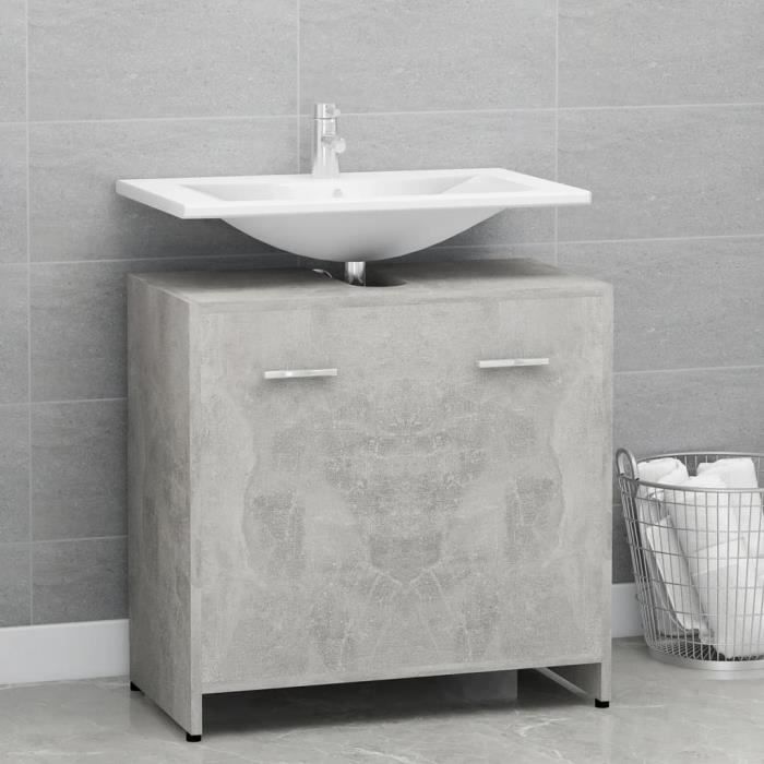 armoire de salle de bain - omabeta - contemporain design - gris béton - aggloméré - 60x33x61 cm 7405148121144
