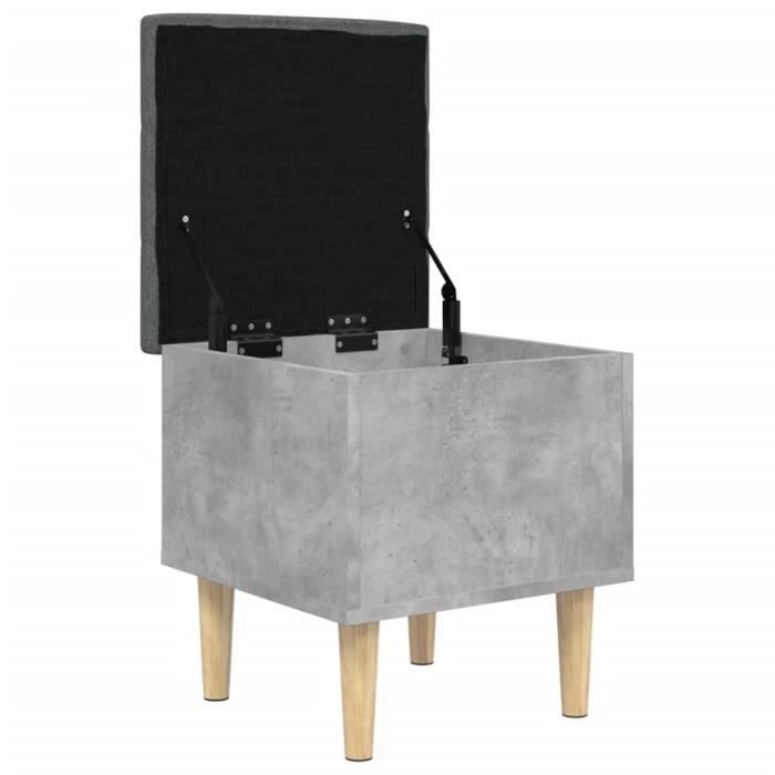 banc de rangement gris béton 42x42x46 cm bois d'ingénierie qqmora xy4187