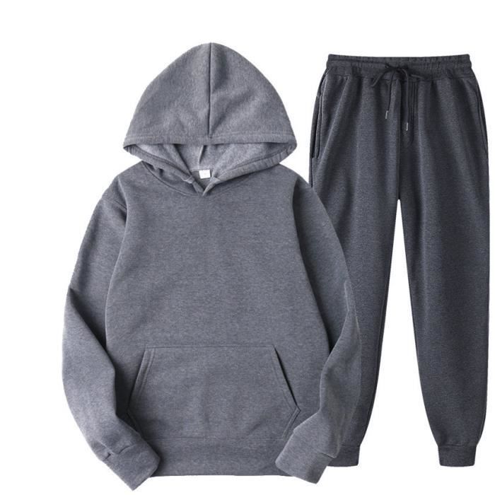 Survetement Homme Ensemble Jogging Sweat Shirt a Capuche et Pantalon de Sport 2 Pieces pour Automne Survetement Homme Ensemble Gris fonce Cdiscount Pret a Porter