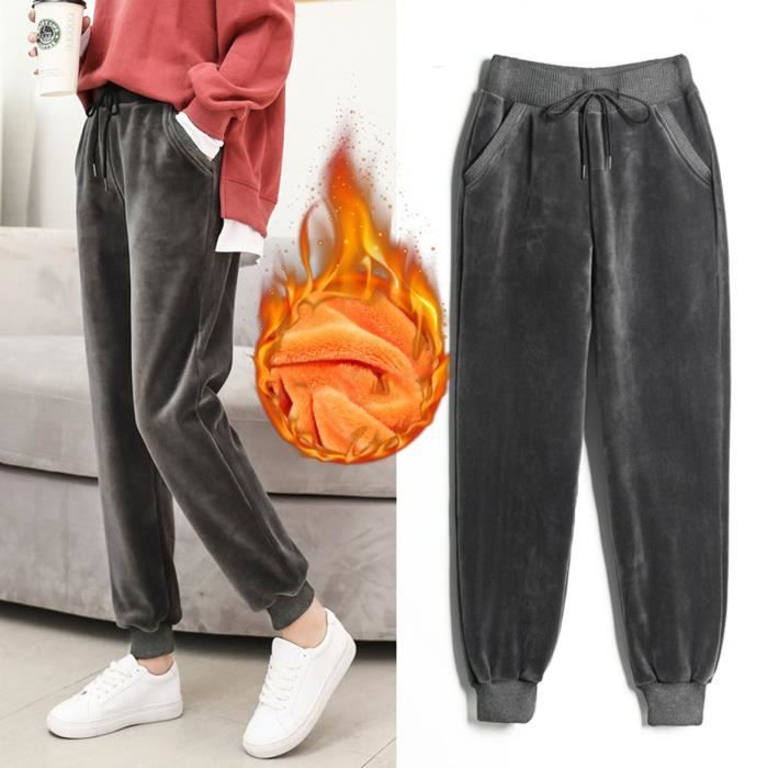 Pantalon femme Sasaquoy Mode automne et hiver or velours chaud