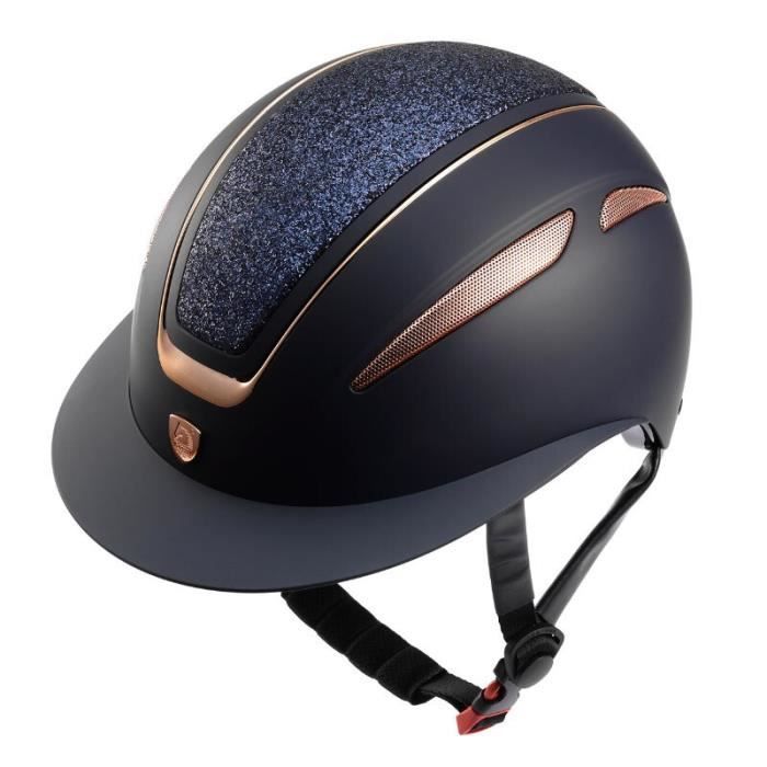 Beau casque bleu pour l'équitation