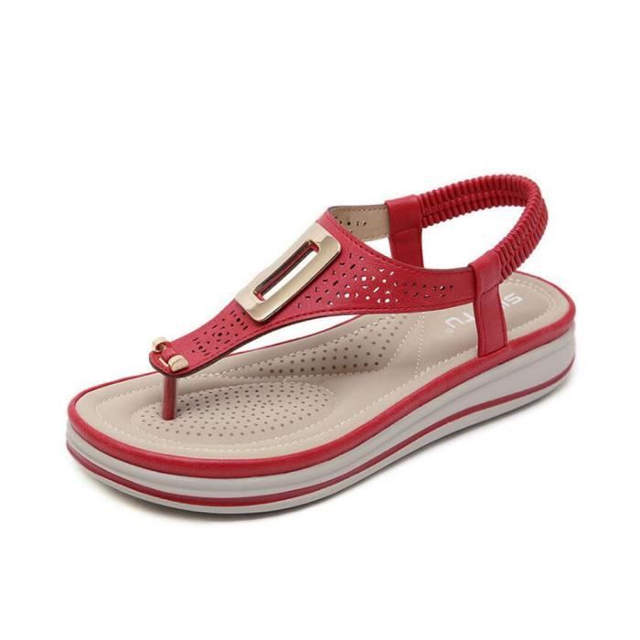 sandales plateforme rouge