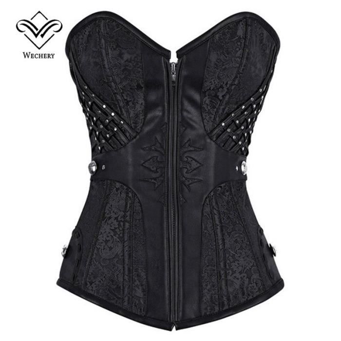Bustier Corset Désossé Dentelle Maille - Femme - Taille L - Noir - Neuf étiqueté