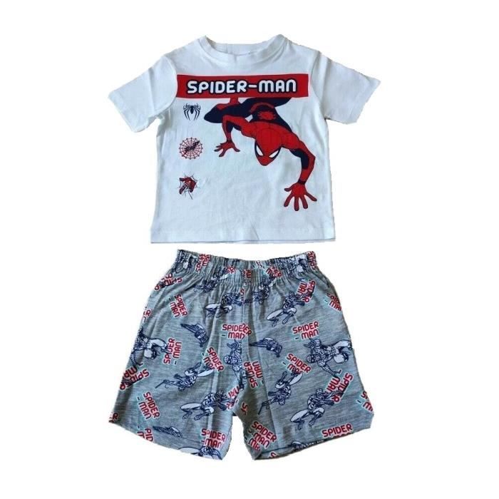 Pyjama SPIDERMAN pyjashort pyjacourt enfant gar on Marvel blanc