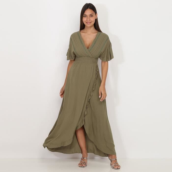 Robe top portefeuille kaki