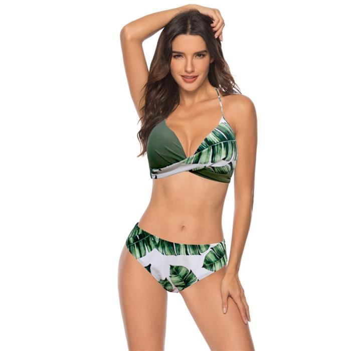 Maillot De Bain 2 Pièces Femme - Bandeau Bandage Push-up - Top Rembourré Amovible - Style Brésilien - Idéal Plage, Piscine, Vacances - 2