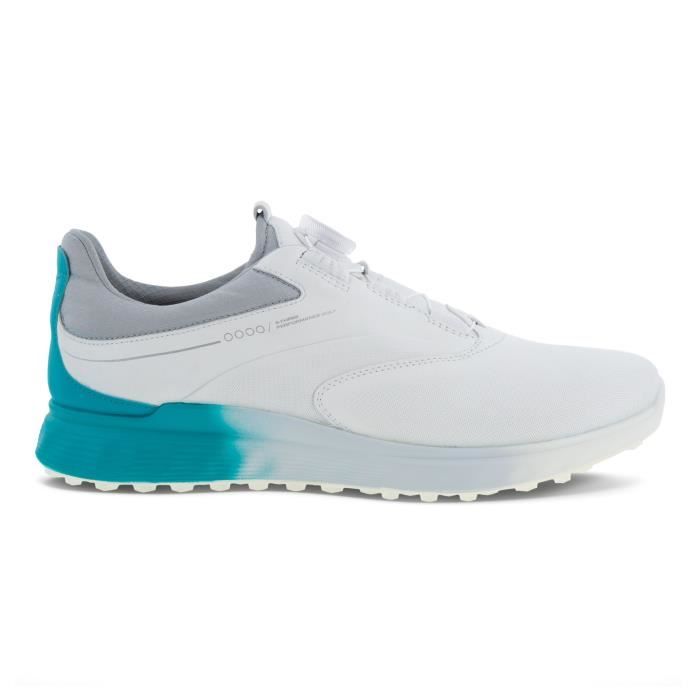 chaussures de golf de golf sans crampons ecco s three boa - white/blue/grey - 42