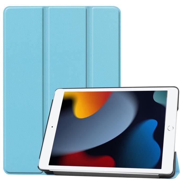 Antichoc Housse iPad 9 2021 - iPad 8 2020 - Étui pour tablette avec Support  à trois volets - Bleu