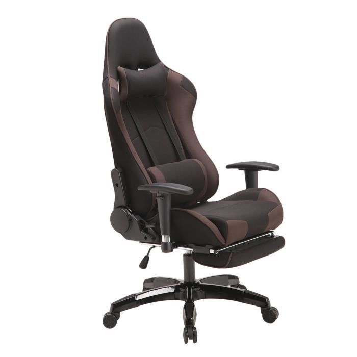 Fauteuil Gamer Fauteuil De Bureau Gaming Avec Repose Pied Rotation 360 Degres Siege Gaming Brun Prix Pas Cher Cdiscount