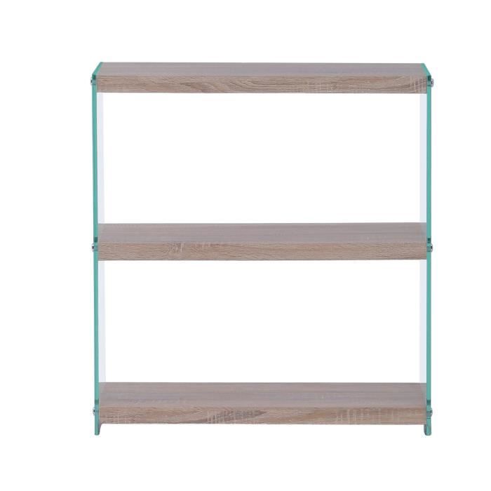 Etagère Basse En Verre À 3 Niveaux Coloris Chêne - Longueur 75 X Largeur 29  X Hauteur 81 Cm - Cdiscount Maison
