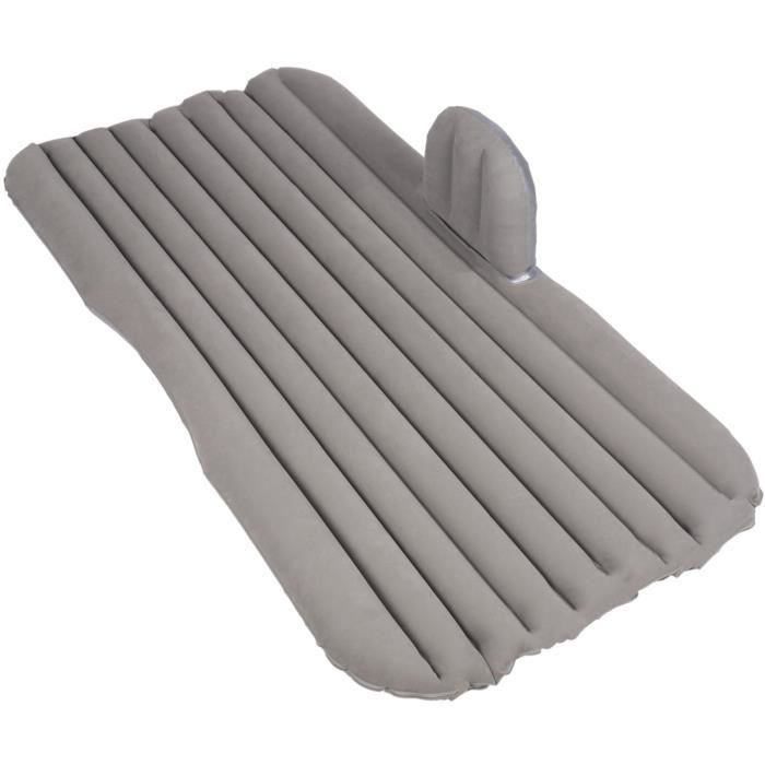 PrixPrime - Kit matelas gonflable gris avec oreillers et accessoires 135 x 100 x 10 cm pour voyage en camping car