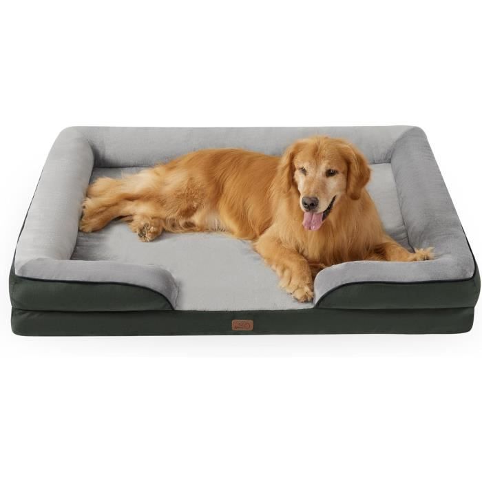 Panier Chien Orthopédique Grande Taille DEIME - 69x69x25 Cm - Lavable Machine - Bords Hauts - Antidérapant