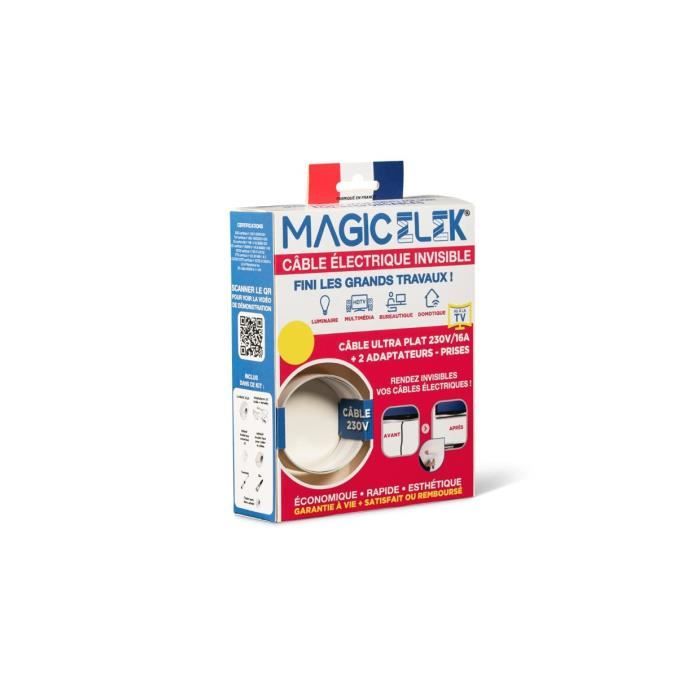 Câble Électrique Ultra Plat MAGIC ELEK 5M 230V/16A - Invisible Sous Peinture/Carrelage - Fini Les Goulottes !