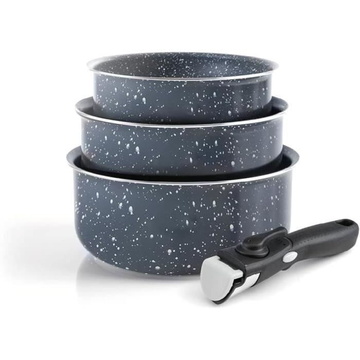 Stellar Set 3 Pentole Anodizzato Duro - 16/18/20 Cm Con Coperchio, Adatte A Induzione
