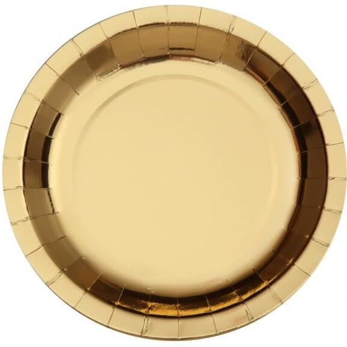 Grande assiette métallisée doré or de 26cm en carton (x10) REF/7169 -  Cdiscount Maison