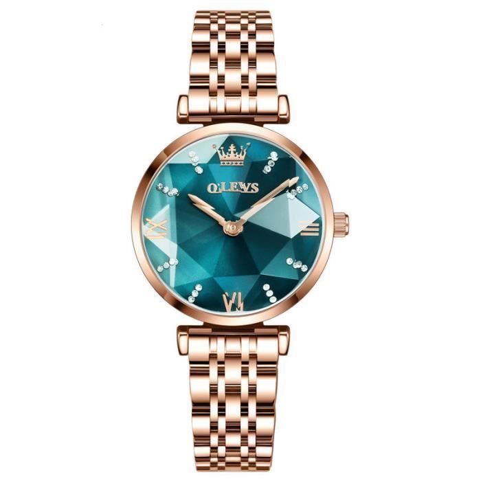 Montres femmes de marque de Luxe 2021 Diamant bracelet acier cadran vert étanche montre Bijoux femmes chiffres romains Magnifique