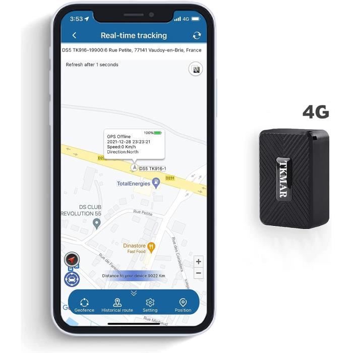 Mini Traceur GPS 4G 25 Jours Temps réel sans Carte Sim Etanche Anti