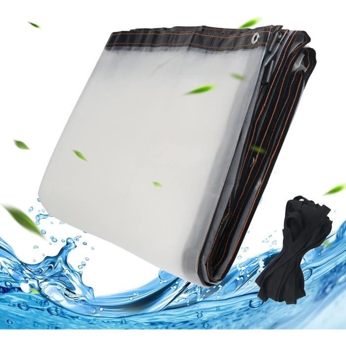 Bâche Transparente 3m Avec Œillets - 450g/m² PVC Indéchirable - Pour Jardin, Serre, Balcon