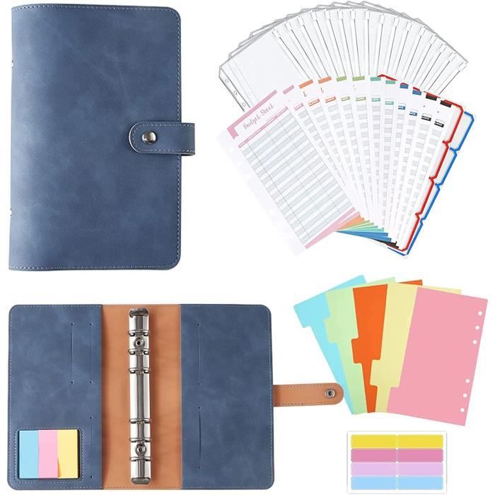 Classeur Budget A6 en PU Cuir, Classeur de Budget Housse de Cahier 6 Anneaux avec Pochettes Classeur Budget A6 en PU Cuir, Classeur de Budget Housse de Cahier 6 Anneaux avec Pochettes