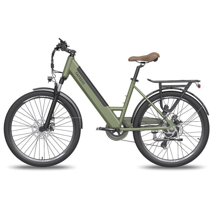 Vélo électrique de ville FAREES F26 Pro - Batterie amovible 36V 10Ah - Shimano 7 vitesses - Vert foncé