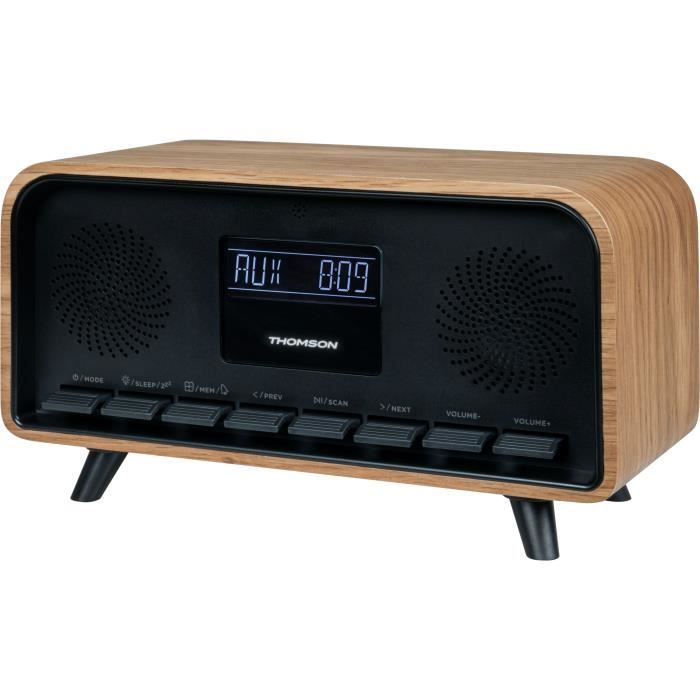 Radio réveil Bluetooth THOMSON Vintage Cosy Radio FM Double alarme Écran LCD Chargeur USB C Alim.