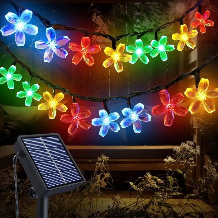 Guirlande Lumineuse Solaire Extérieur - 2x12m, 120 LED, étanche IP65, 8 Modes, Pour Jardin, Balcon, Fêtes