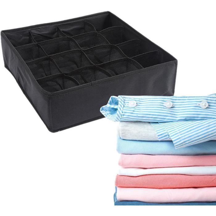 Criusia Lot De 6 Séparateurs De Tiroir Pliables – Noir – Boîtes Rangement Pour Chaussettes, Sous-vêtements, Soutiens-gorge