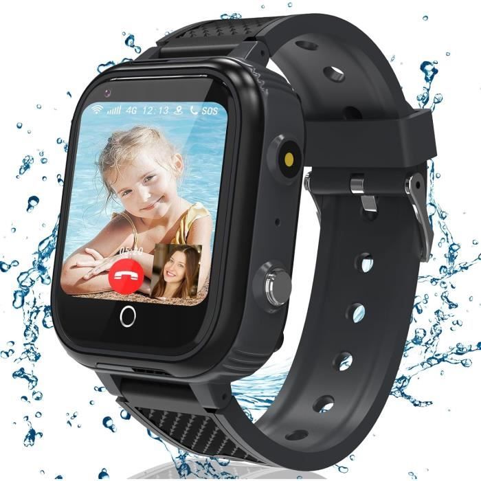 Montre Connectée 4G Pour Enfant Avec GPS, Appel Vidéo, Chat Vocal, SOS, Mode école, Podomètre – Pour 4-12 Ans (bleue