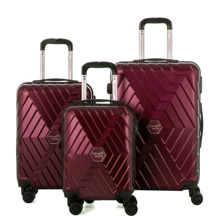 TRAVEL WORLD Set de 3 Valises trolley ABS 4 Roues 45 55 65