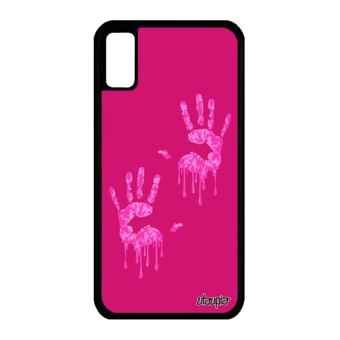 Coque silicone iPhone X main Rose noir 64 Go peinture qui degouline femme  Apple iPhone X - Achat coque - bumper pas cher, avis et meilleur prix -  Cdiscount