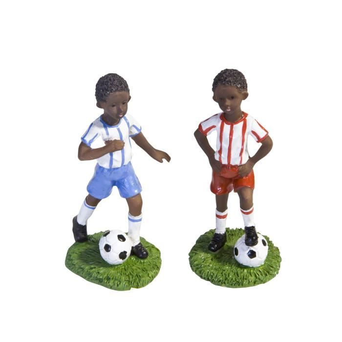2x Figurine Joueur de Football Maillot Rouge Pantalon Noir
