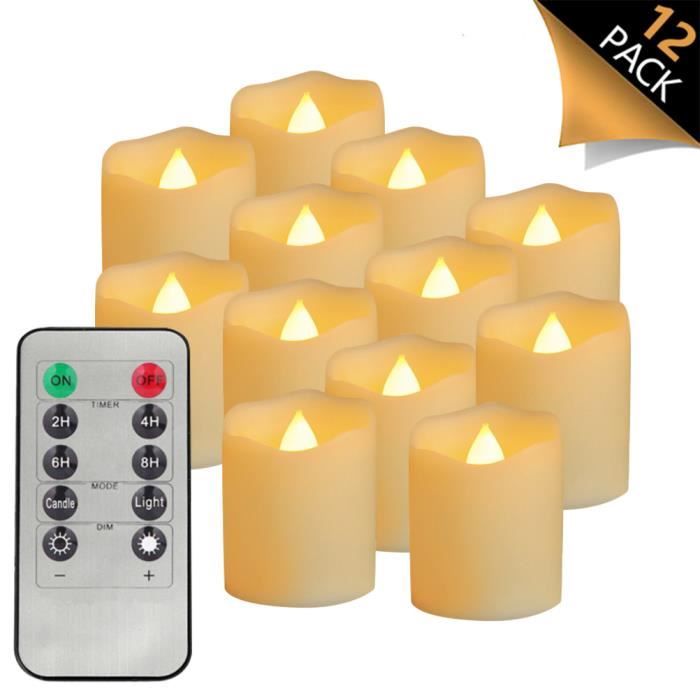 Lot 72 Bougies LED Réalistes Sans Flamme - 3 Modèles Avec 4 Télécommandes