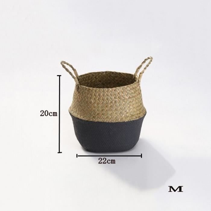 Panier Tressé Jonc De Mer Avec Doublure étanche ULTECHNOVO - 25x25x22 Cm - Pour Linge, Plantes, Rangement Maison/salle De Bain