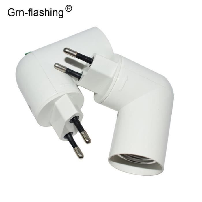 Lot De 2 Adaptateurs E27 Vers Prise électrique | Convertisseur Douille Ampoule Pour Rallonge, Polarisé, 90-240V - Idéal Pour Lampes Ou Cache-prise - 5