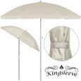 Parasol inclinable beige réglable et hydrofuge 200cm Parasol de plage pare-soleil pour jardin terrasse-1