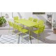 Ensemble table de jardin et 8 chaises - 180 x 90 x 72 cm - Acier - Palavas - Vert-1