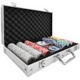 TECTAKE Coffret Malette Set de Poker 300 Jetons + 2 Jeux de 54 Cartes en Aluminium - Argent-1