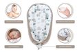 Réducteur Lit Bébé 90x50 cm - Matelas Cocoon Cale Bebe pour Lit Baby Nest Coton avec Minky Afrique kaki-1