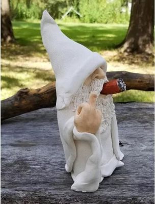 Statue Nain De Jardin Sorcier TiSkying - Résine, 15,5x9,5x6,5 Cm, Blanc, Résistant Aux UV Et à L'eau - 6
