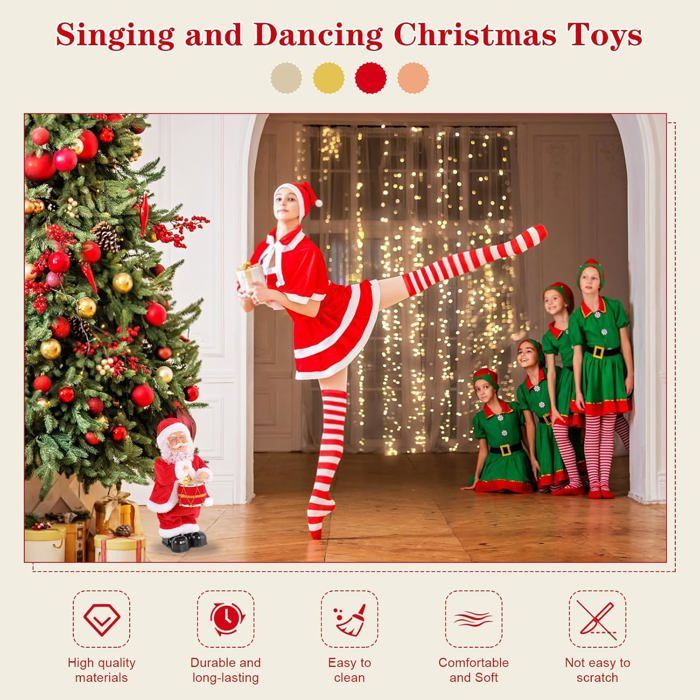 Père Noël Musical Dansant – Peluche électrique Avec Musique, Balancement Ou Hip-hop – Décoration Festive Amusante