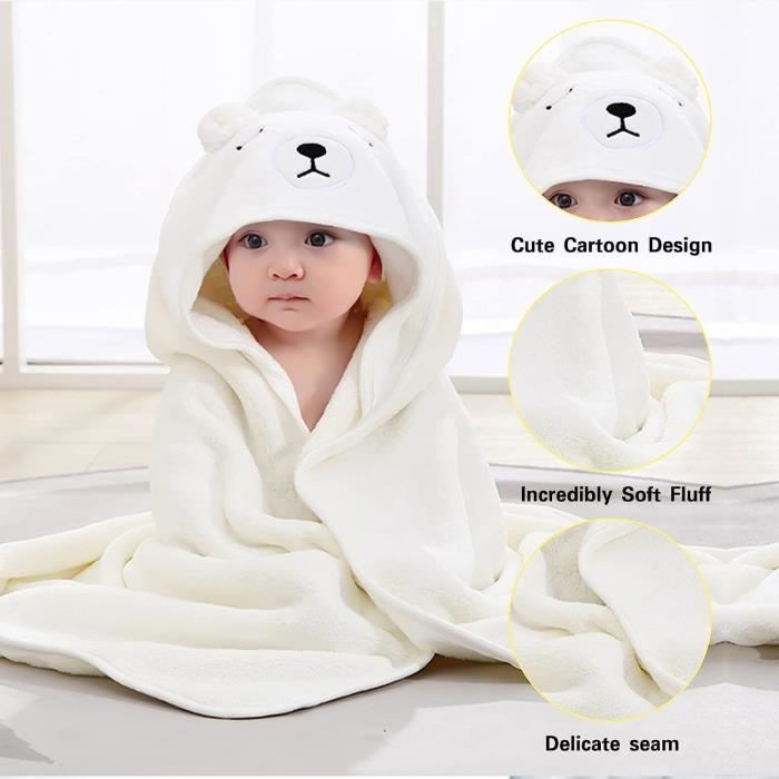 Cape De Bain Bébé à Capuche Gusengo - Serviette Extra Douce Absorbante Avec Oreilles D'Ours