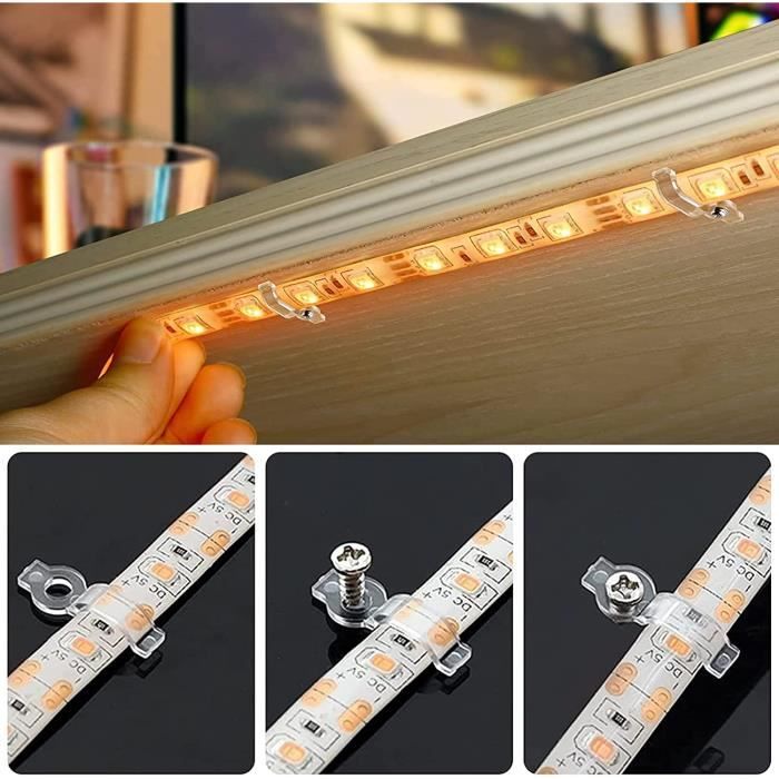 100 PCS Led Transparent Led Strip Light Clip, Clips Bande