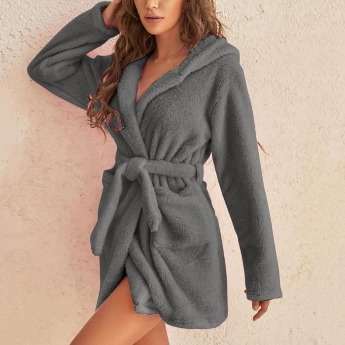 ROBE DE CHAMBRE 2023 Peignoir polaire femme hiver Couleur Unie